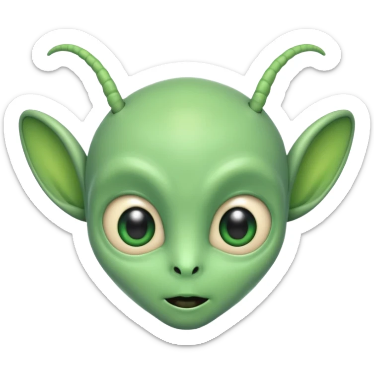 The face of a cute alien with two antennae and two eyes sticker