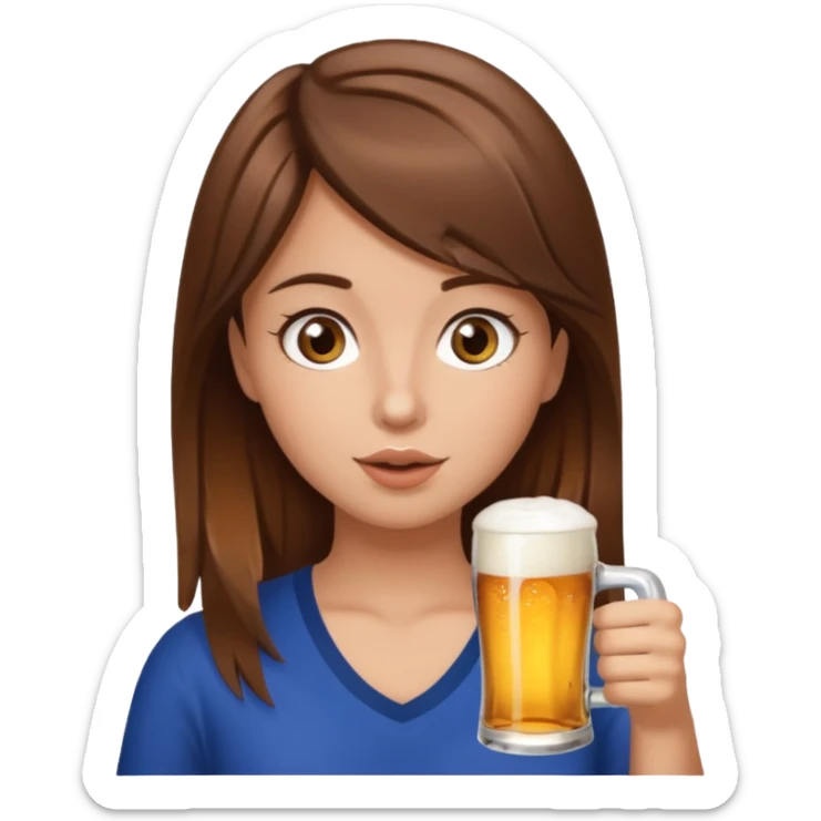 brown hair brown eyes girl chugging a corona beer sticker