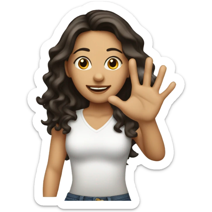 Brunette baddie Latina Girl waving hi  sticker