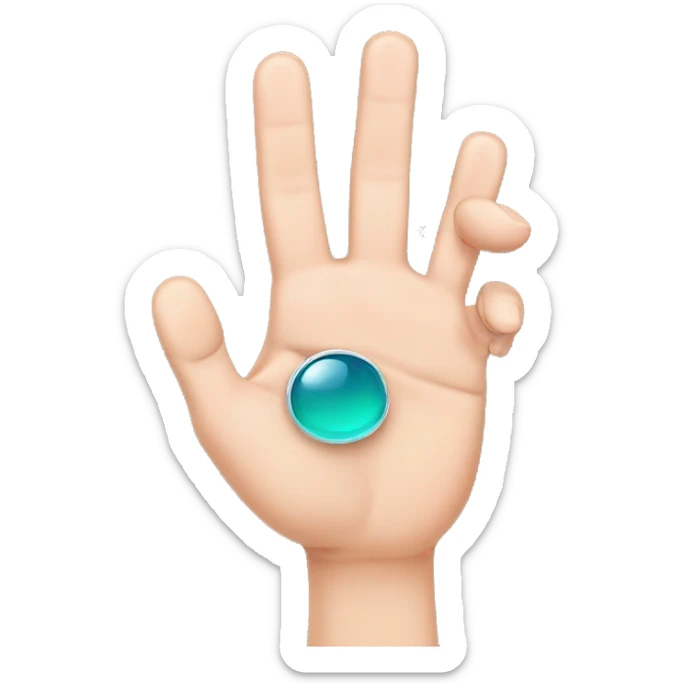 close the fingers and open the little finger to the ring finger sticker