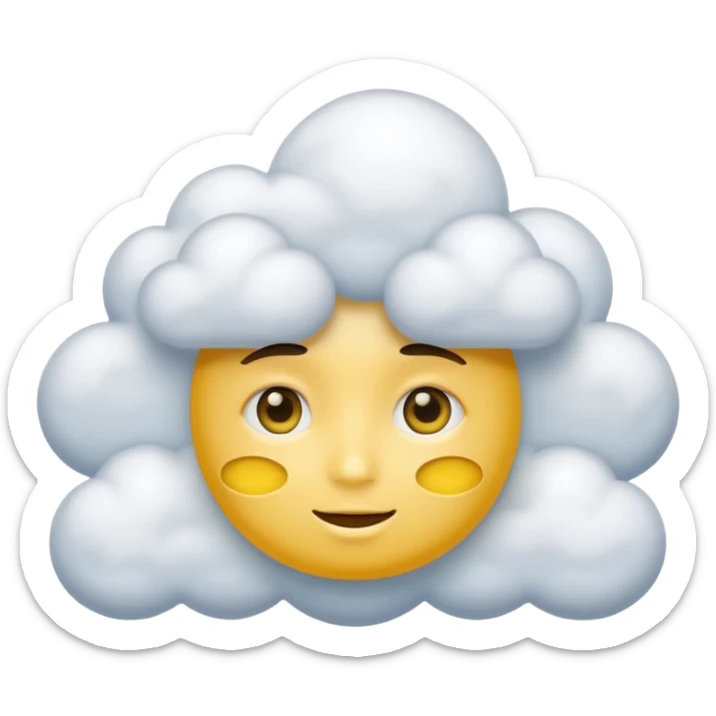 Face in clouds yellow circle and black eyes and remove a mouth and move in a cloud remove a mouth on face sticker