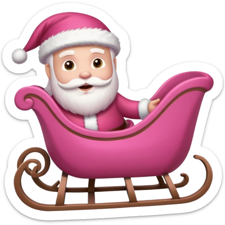 Pink sleigh with a pink santa inside, text on top of it that says "sleigh"  sticker