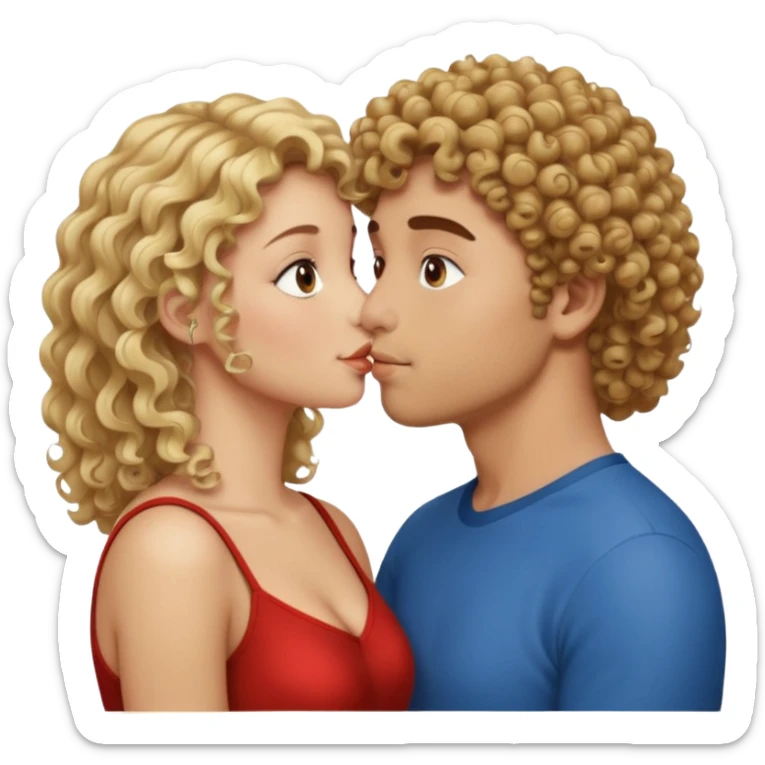 Blonde curly Swedish guy kissing brown-haired Turkish girl sticker
