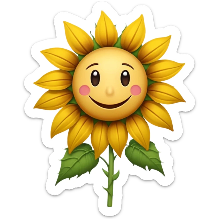 drooping sunflower with brown wilted petals and bent green stem, inspired by the iOS wilted rose emoji style sticker