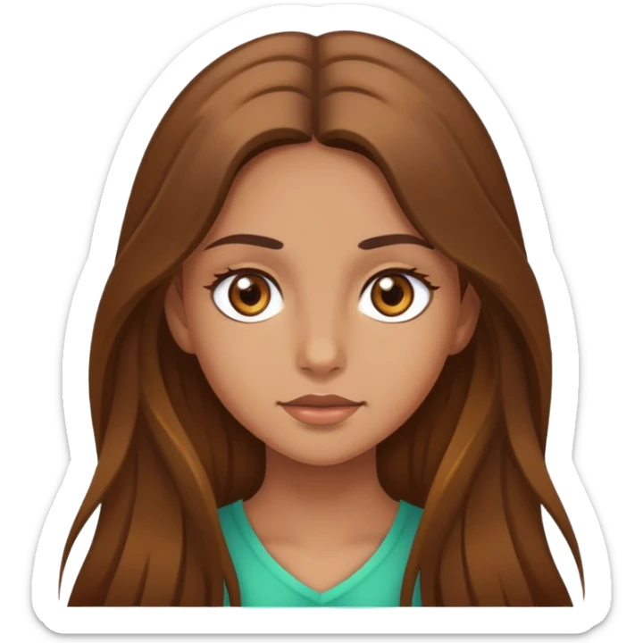 fair medium tan skin girl with hazel eyes and brown long hair sticker
