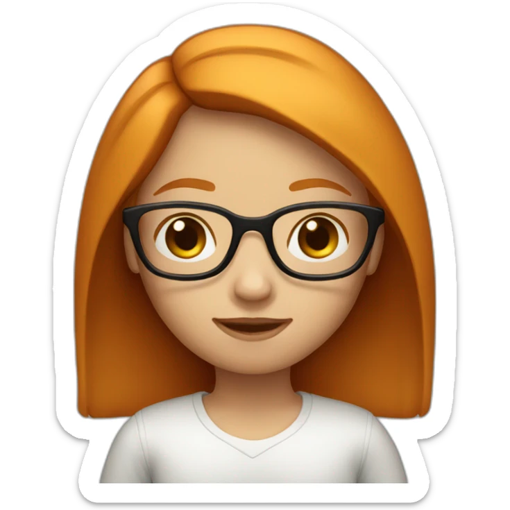 ginger girl long straight hair and with glasses sticker