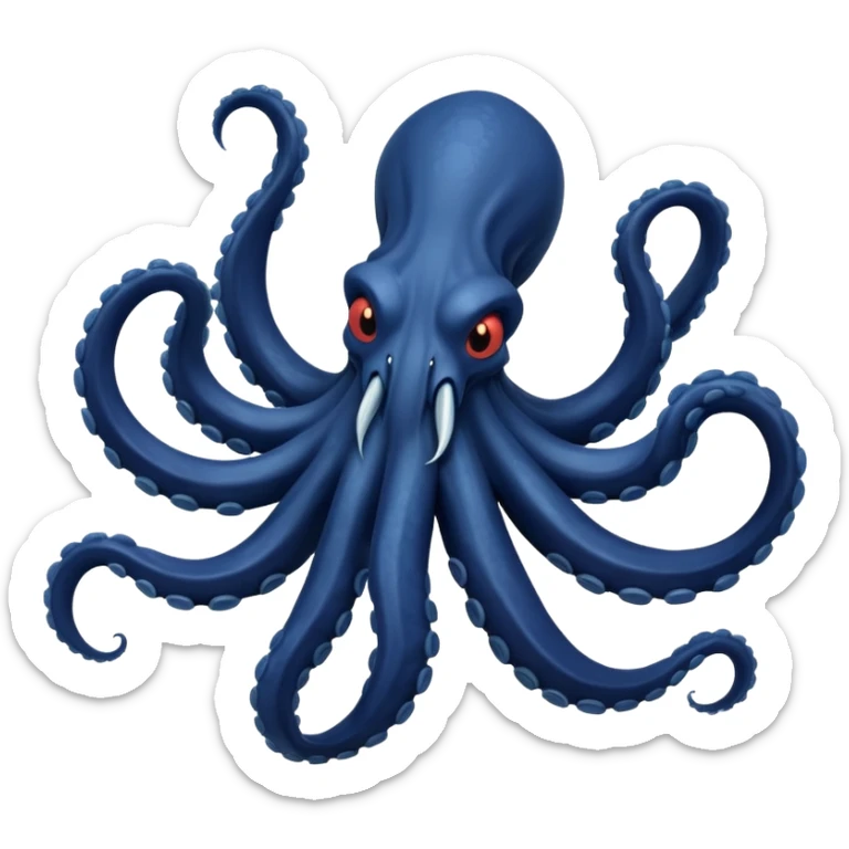 Create a single emoji of a Kraken in full body, shown at a slight side angle in a natural, characteristic pose. stylized like an emoji, but clearly recognizable.  sticker