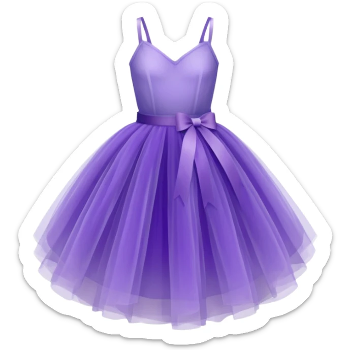 cinematic-realistic-purple-tutu,-layers-of-fine,-soft-tulle-forming-a-voluminous-and-airy-skirt,-delicate-folds-catching-the-light,-slightly-frayed-edges-adding-authenticity,-glowing-softly-with-a-warm-and-ethereal-elegance sticker
