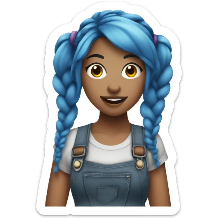 A singer girl with blue hair and pigtails sticker