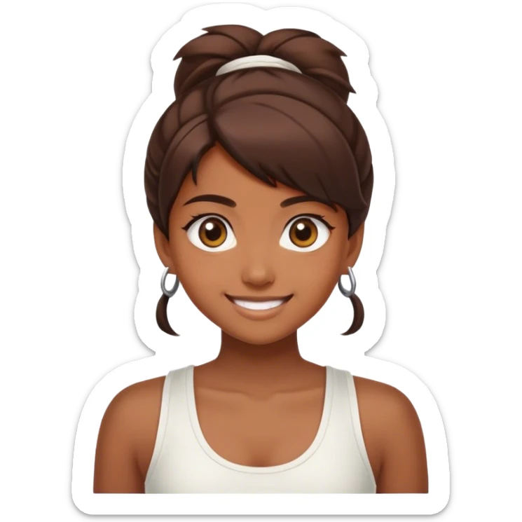 Beautiful girl smilling with big eyes and "ryu" written on toptank sticker