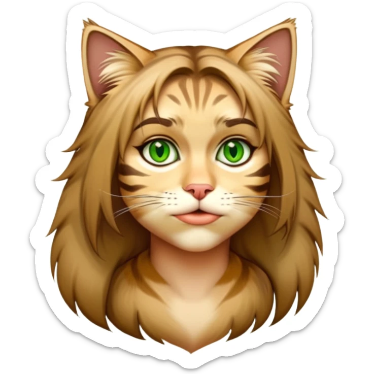 Cute tabby cat girl sticker