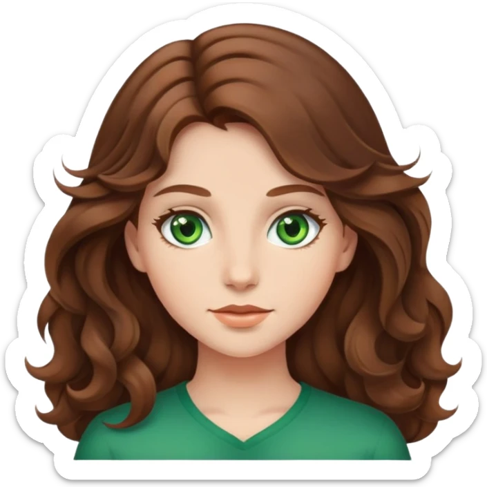 A girl with wavy brown hair and green eyes  sticker