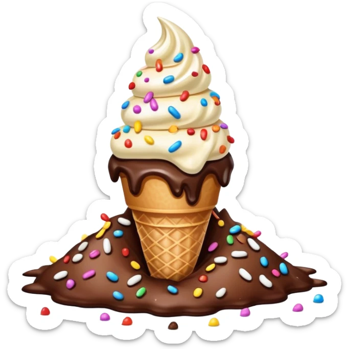 Ice cream cone faced down on top of a pile of dog shit sticker