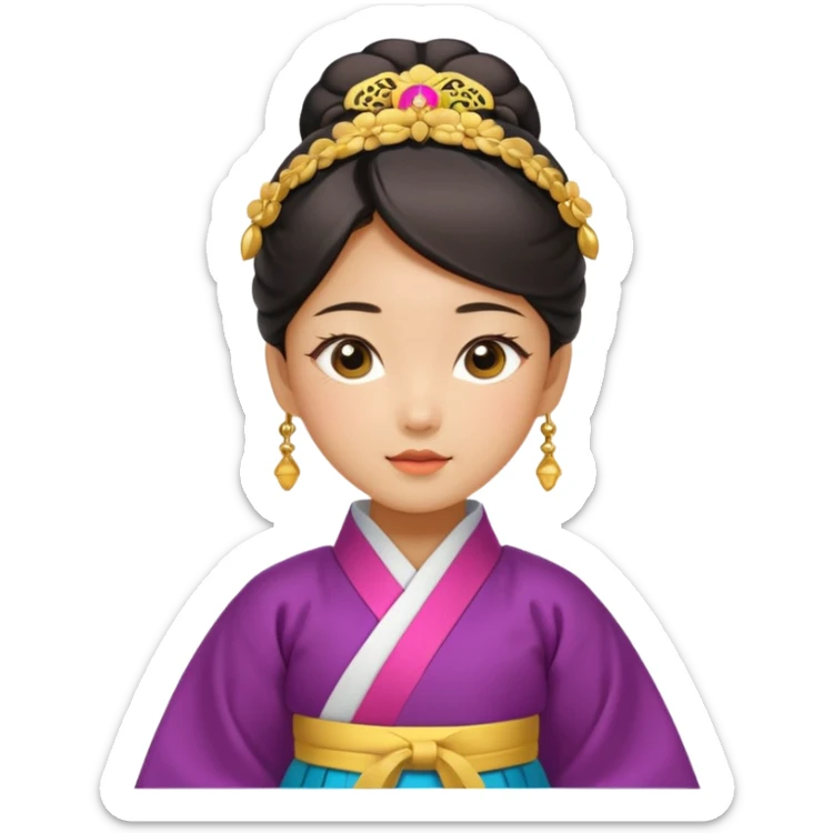 Asian girl wearing traditional Korean clothes sticker