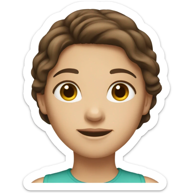 A white girl with brown hair and dark brown eyes sticker