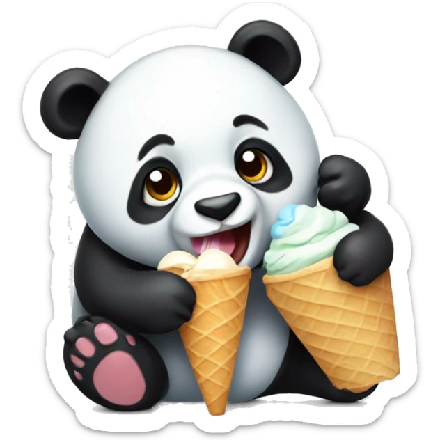 Panda eating ice cream sticker