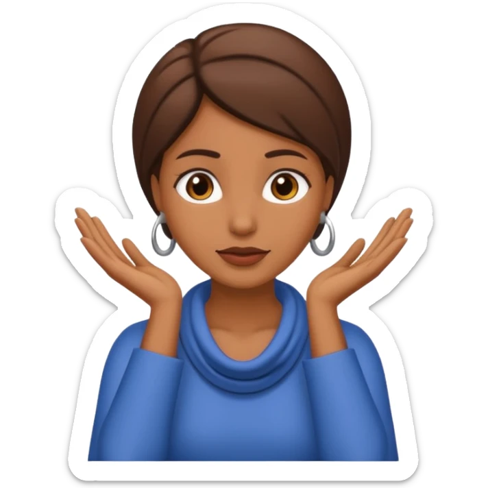 a brownskin emoji woman with her hands around her neck sticker