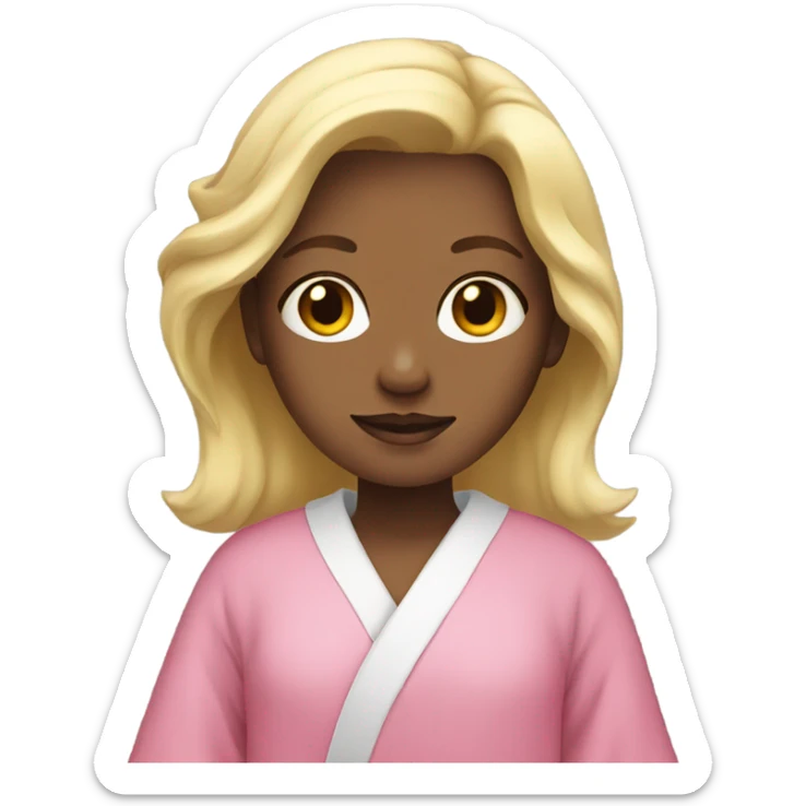 girl with blonde hair wearing a pink robe sticker