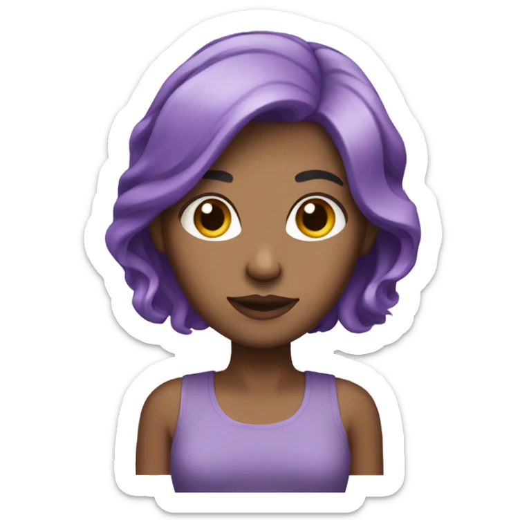 white woman with medium purple hair sticker