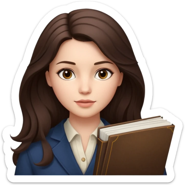 Cinematic Realistic Journal Portrait, depicted with lifelike skin texture, subtle rosy undertones, and soft natural lighting that enhances the gentle contours of her face. Her intricately detailed brunette hair is elegantly styled , sticker