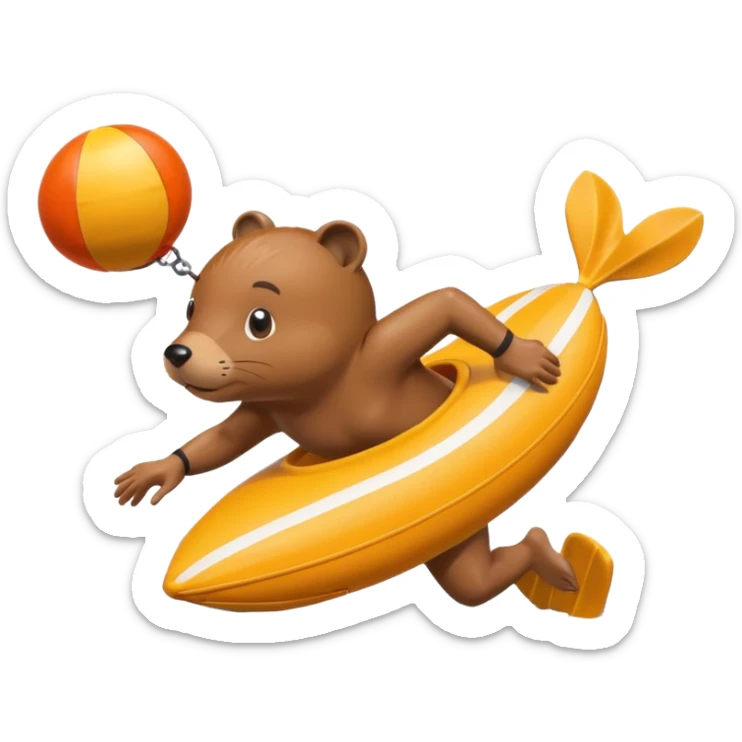 A focused beaver swimmer wearing a racing suit, diving past a floating buoy.


 sticker