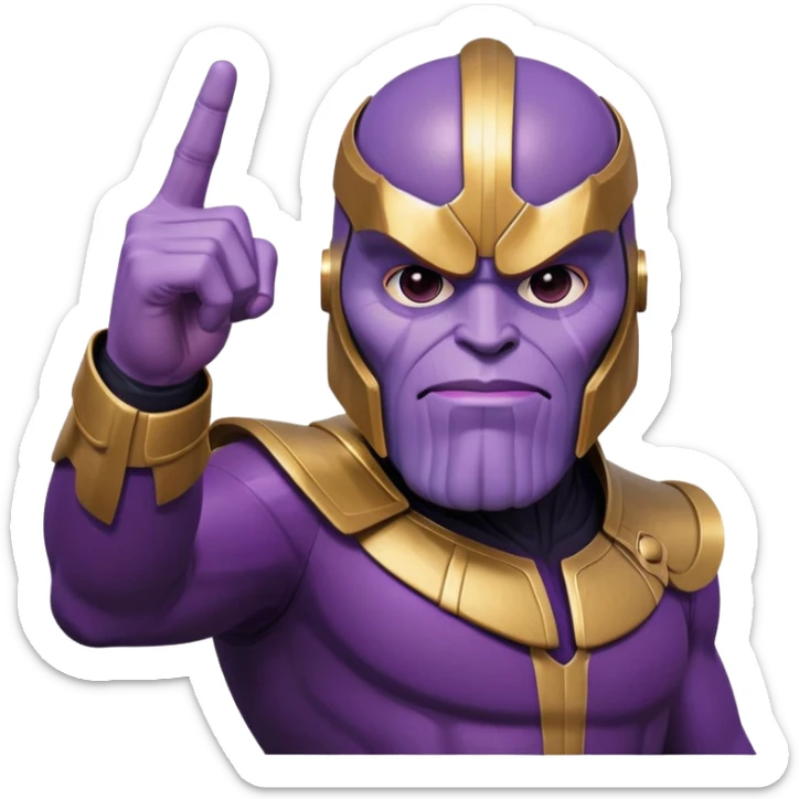 Purple villain Thanos with Squid Game aesthetic showing middle finger sticker