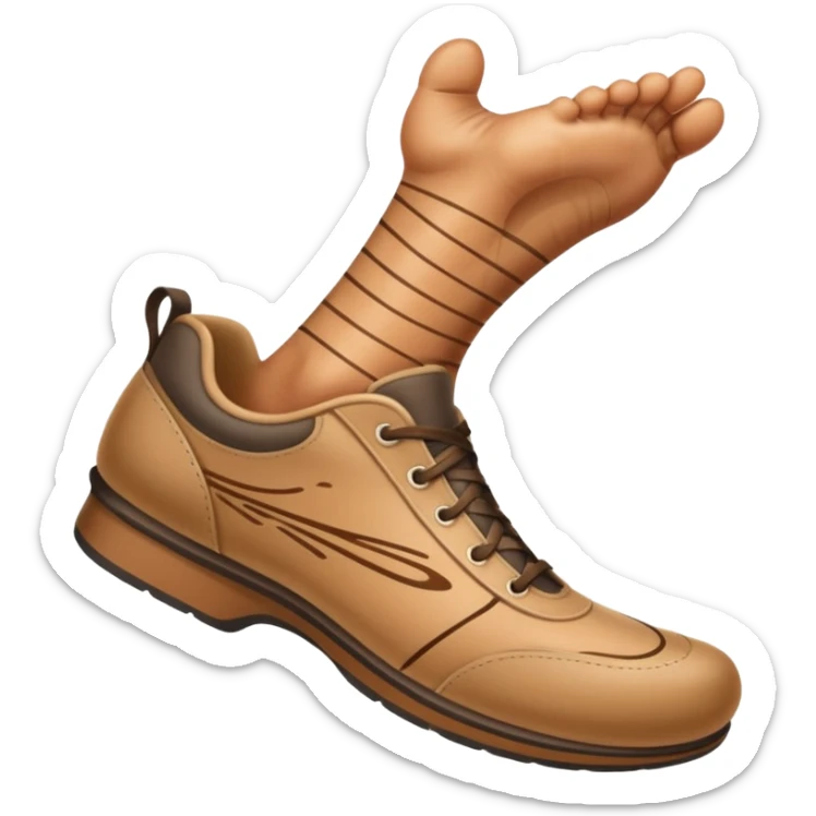 a shoe with a foot inside, stepping and showing a clear shoe print below. and leg with motion line







 sticker