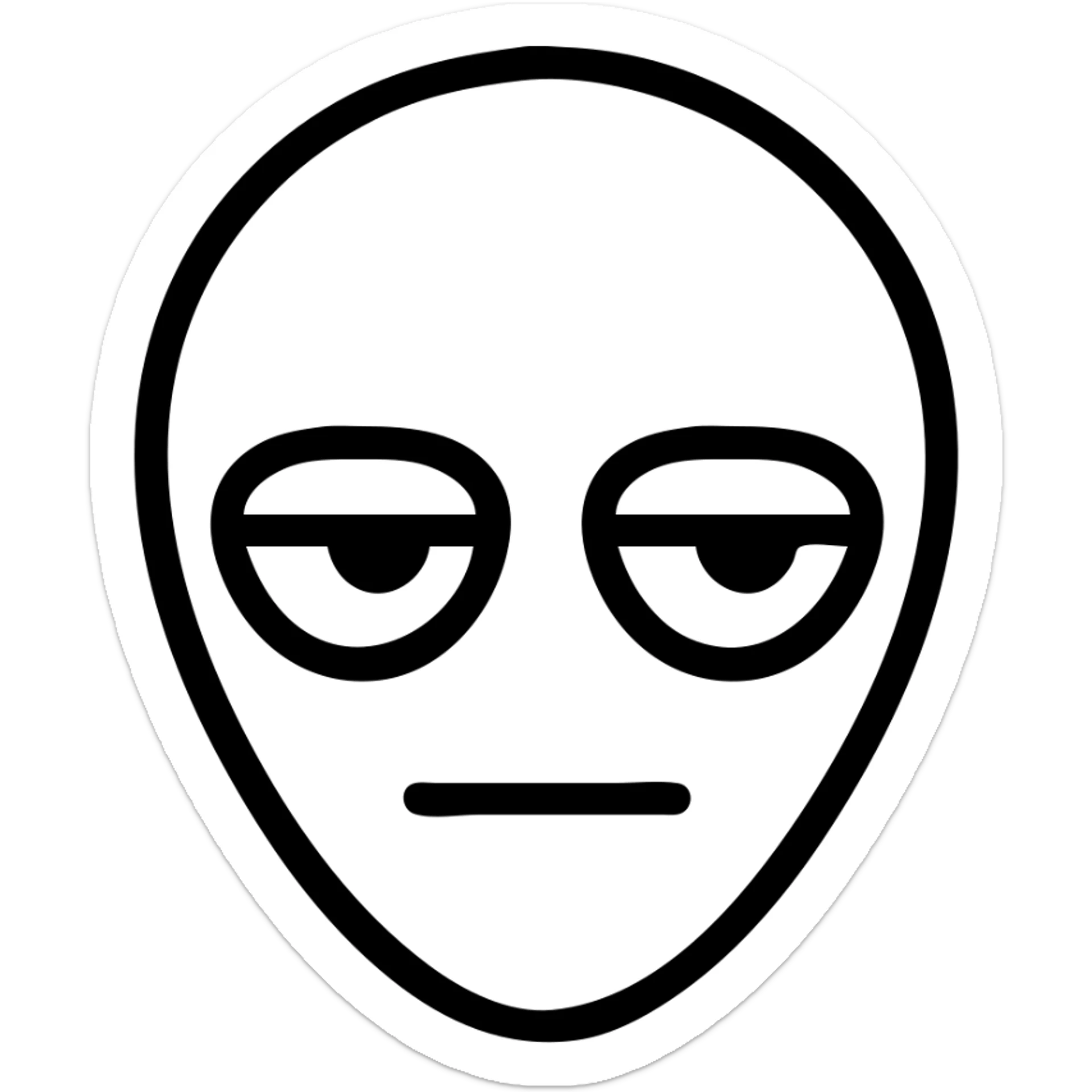 cartoon style outline of an alien head showing boredom sticker