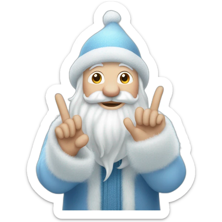 Father Frost shows hand sign of the horns sticker