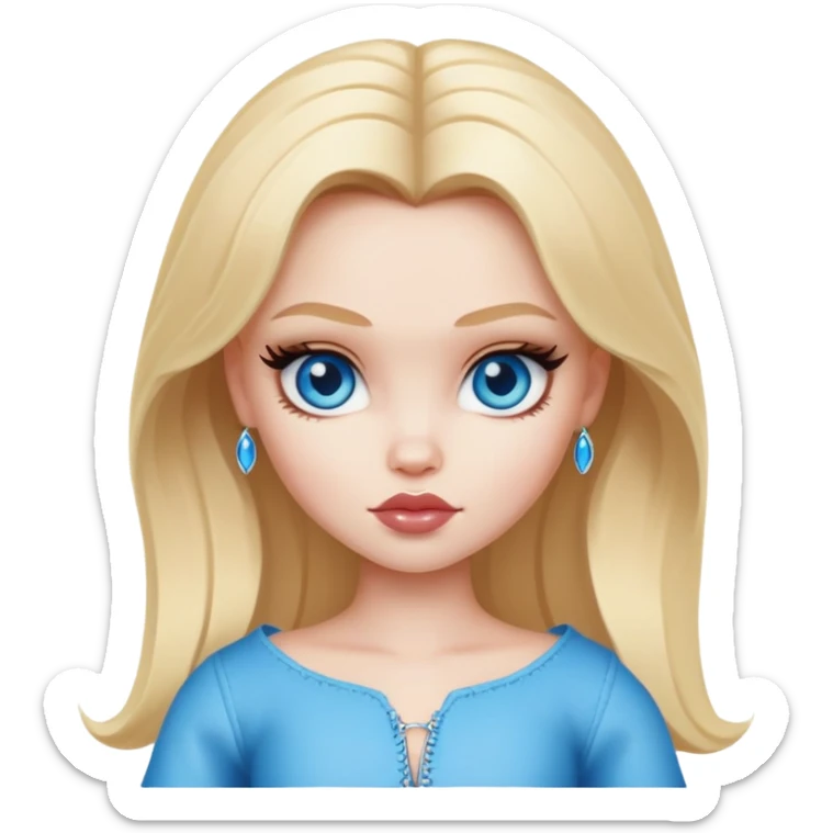 pretty bratz baddie, pale skin, blonde, blue eyes sticker