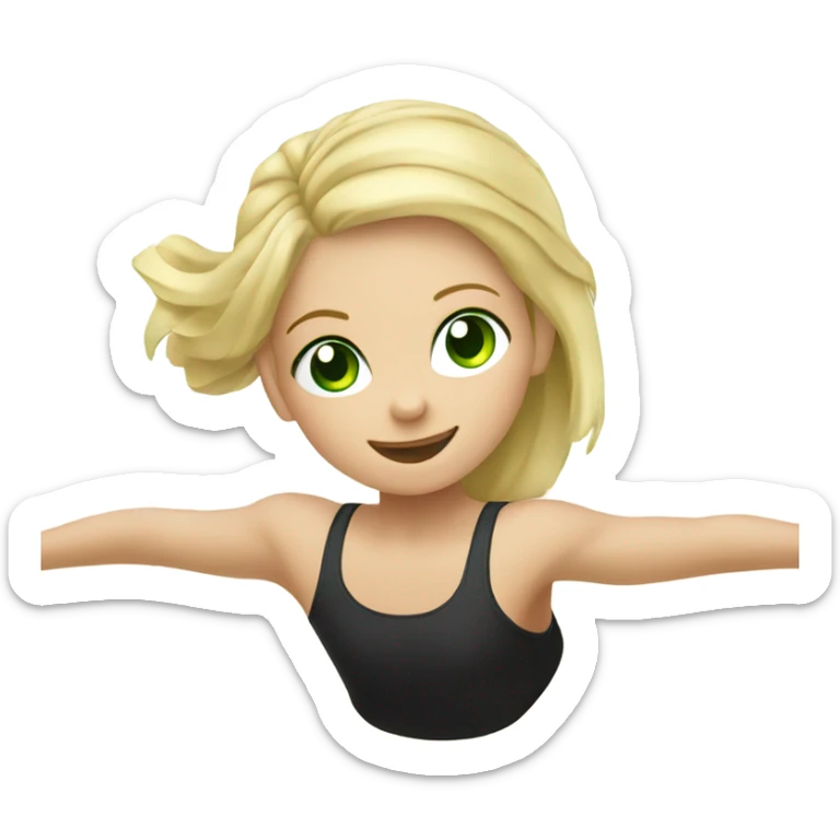 Girl kid doing gimnastics with blonde hair and green eyes sticker