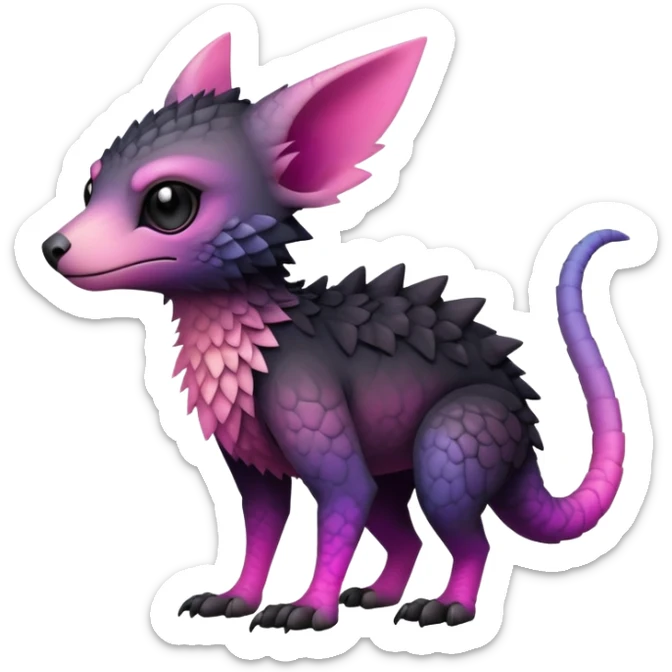 Cool Edgy Black-pink-purple-gradient badass Trico-animal-creature full body sticker