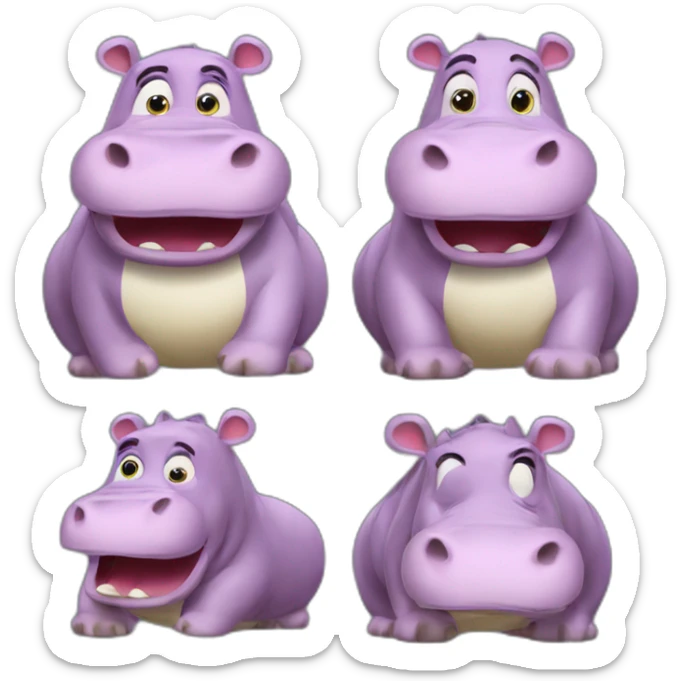 The hippopotamus moto moto from the Madagascar cartoon sticker