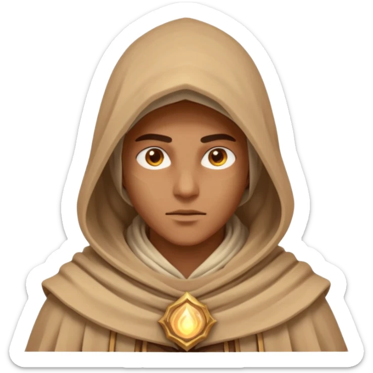 desert sand mage portrait, head and shoulders only, mystical hood, swirling sand aura, glowing eyes, fantasy vibe, 3D cartoon, mobile game icon style, clean background, no text, no watermark
 sticker