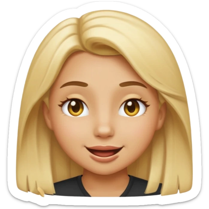 tan girl with light blonde hair winking emoji style sticker