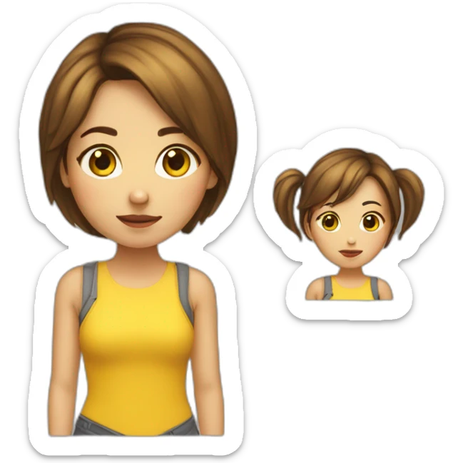 yellow sikn girl has a not so short brown hair sticker
