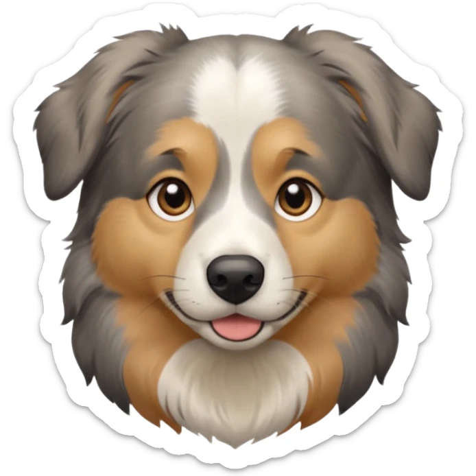 Australian Shepherd golden retriever tan eyebrows around nose and mouth black and grey fur on chest and everywhere else.  sticker