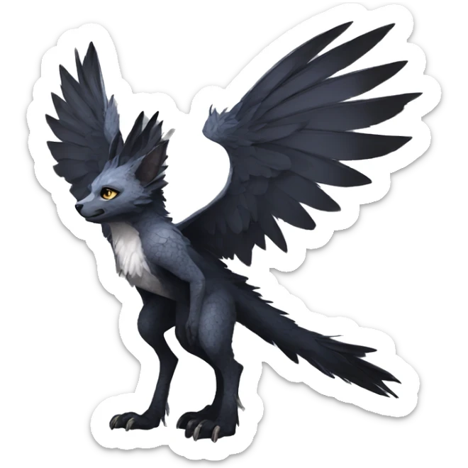 Anthro cool edgy Trico winged animal hybrid full body sticker