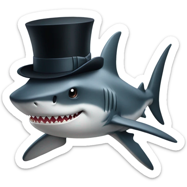 Shark with a top hat sticker