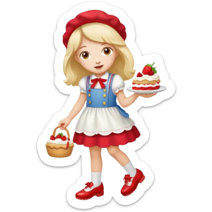 pretty and cute realistic modern day strawberry shortcake full body with red shoes emoji sticker