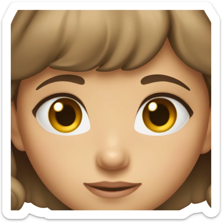 A girl with short brown hair ans big doe eyes sticker