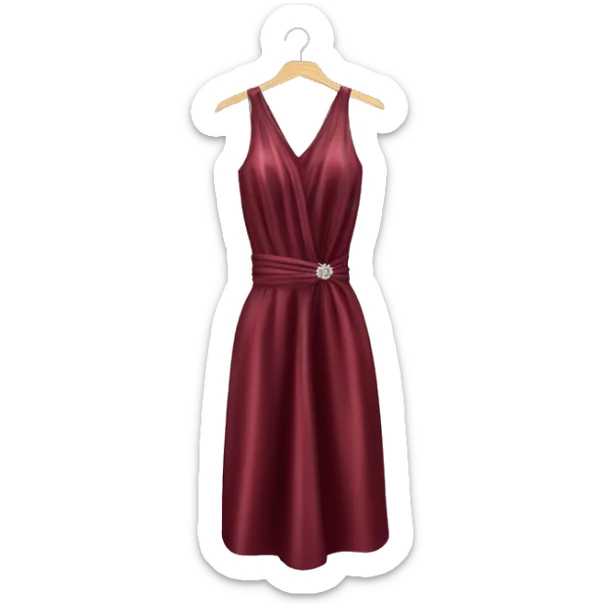 Luxury sparkling silk dress in dark-cherry-Red-colour on hanger sticker