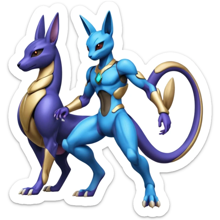 Colorful Shiny Futuristic Mewtwo-Lucario-Anubis full body sticker