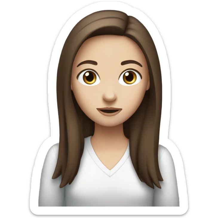 girl with straight brown hair and blue eyes peacing sticker