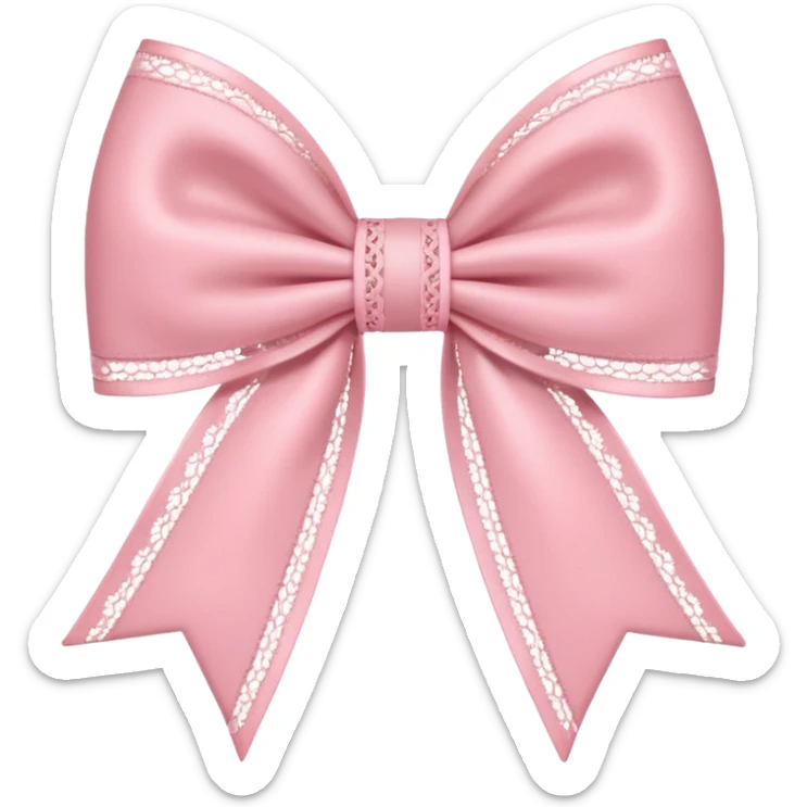coquette style pink bow, soft and romantic, pastel pink, lace details, emoji size, no text sticker