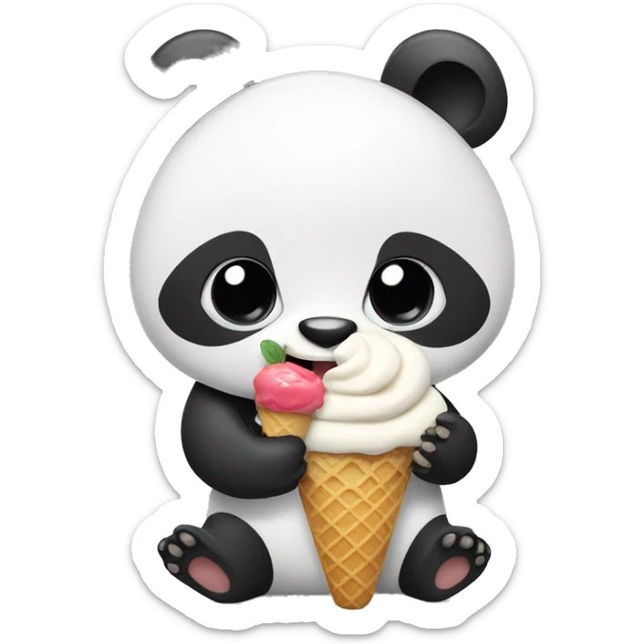 Panda eating ice cream sticker