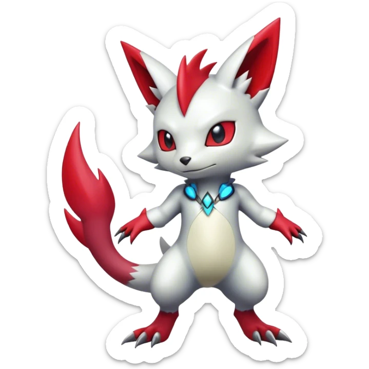 Cute Cool Edgy Shiny Futuristic Ethereal Legendary Digimon-Sneasel-Zangoose-hybrid full body sticker
