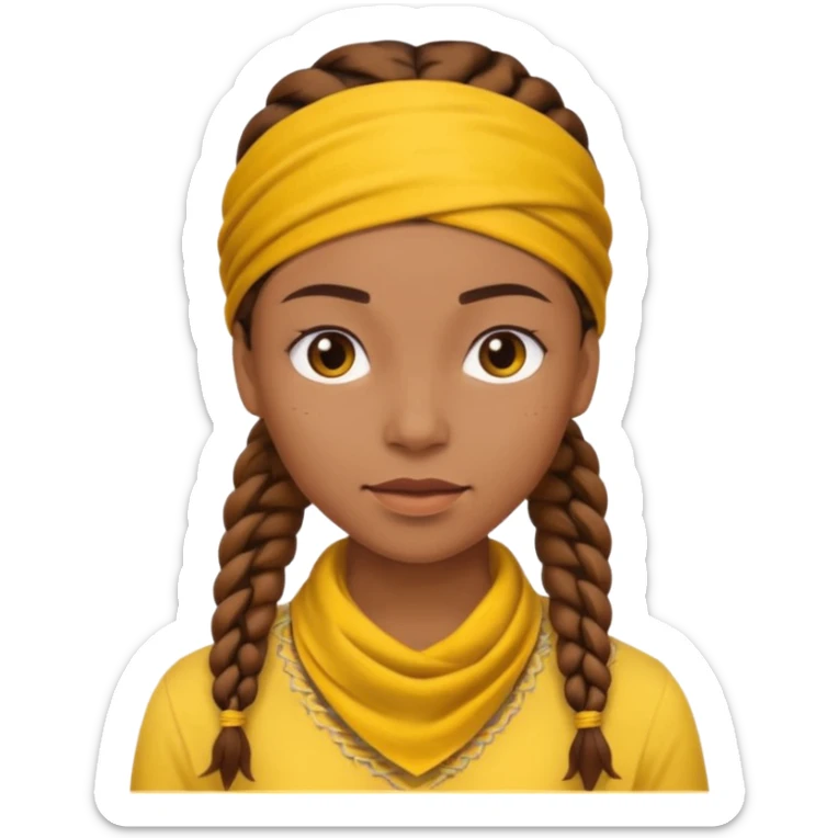 woman with brown braids and a yellow bandana sticker