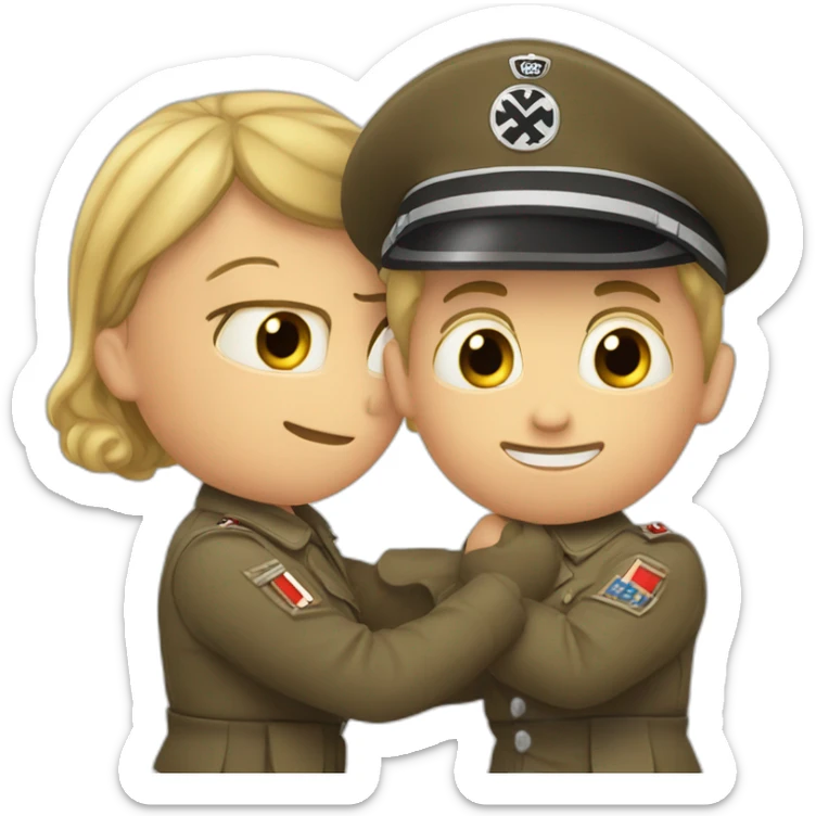 Nazi qui fait un calin a un soldat français sticker