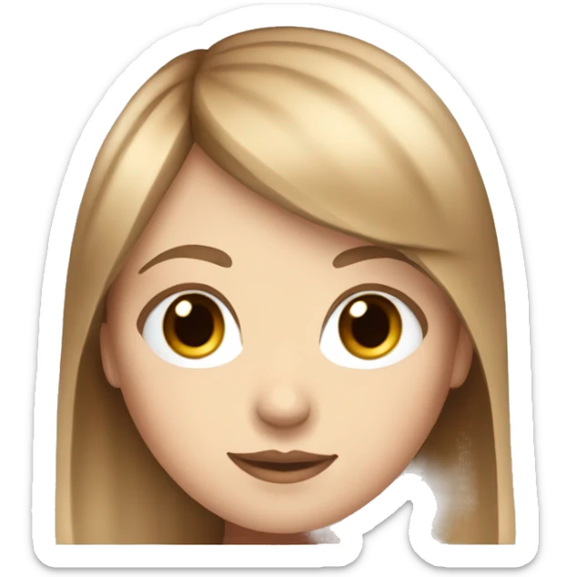white girl with light brown hair that has red streaks in it and bangs and blue eyes sticker